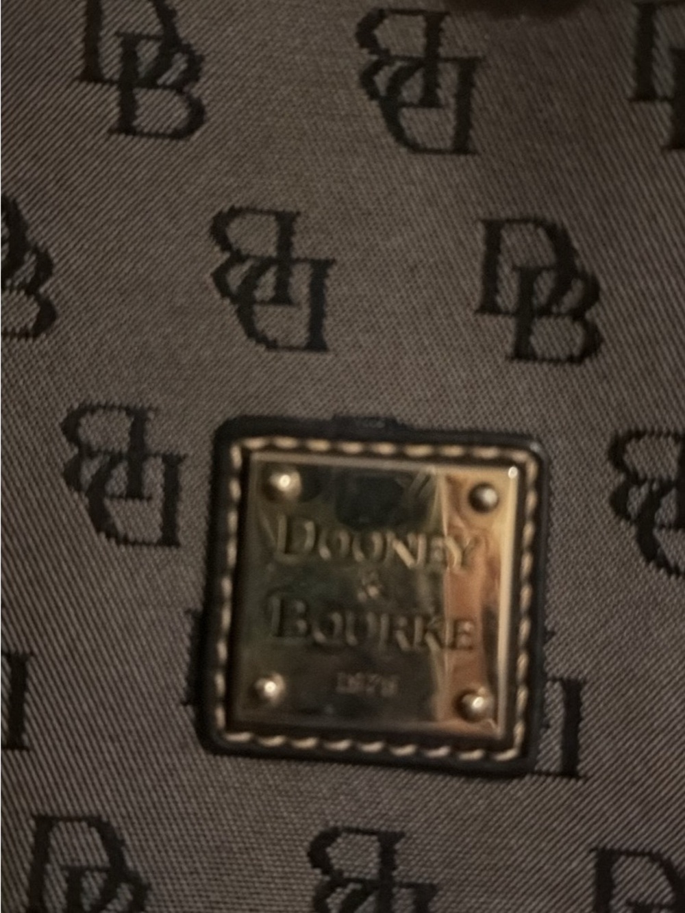Dooney & Bourke Black Logo Canvas Crossbody with Gold Plaque Accent